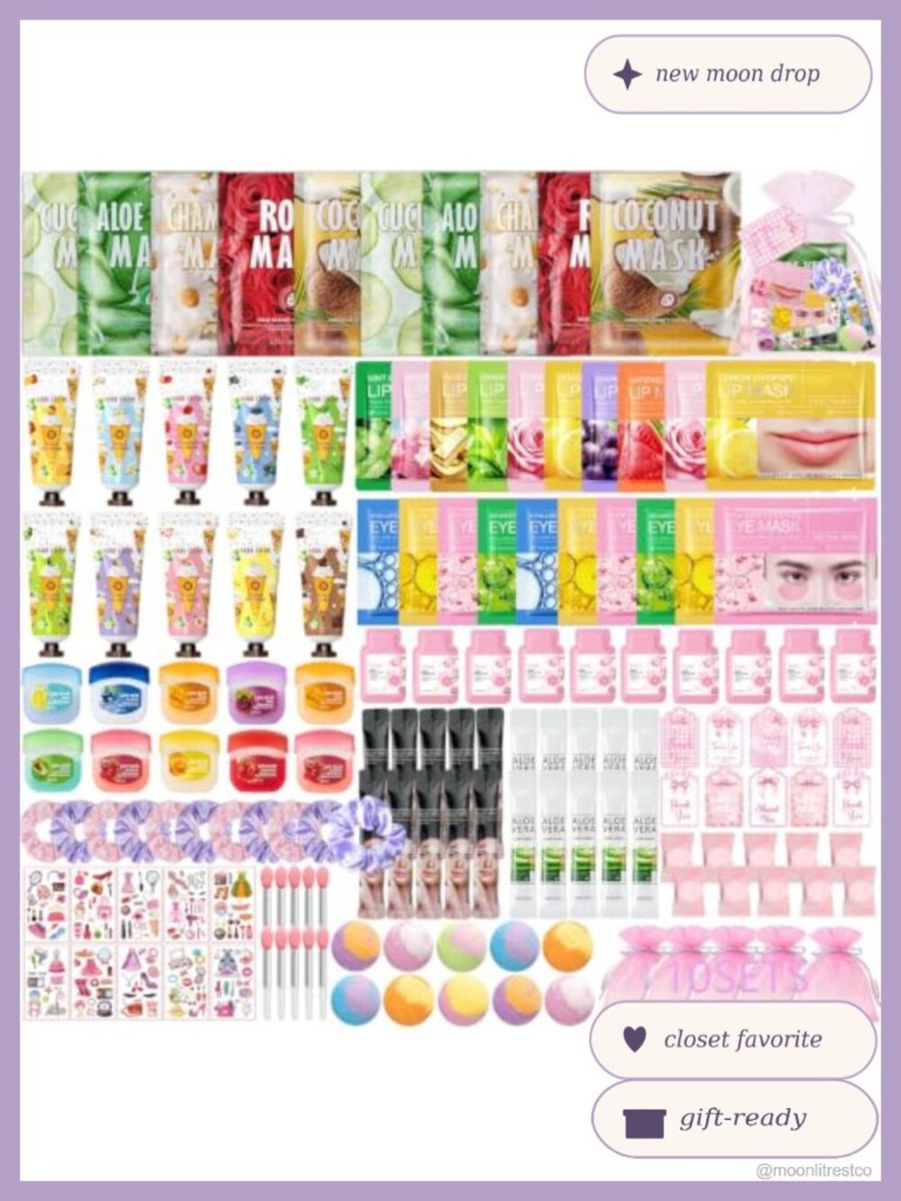 150PCS Spa Party Supplies Set Face Masks Hand Cream Lip Balm Favors